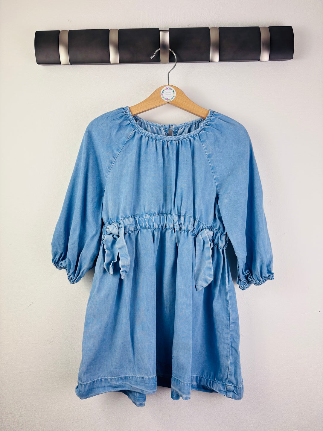 Zara Blue Denim Dress Tie Waist 4-5 Years-Dresses-Second Snuggle Preloved