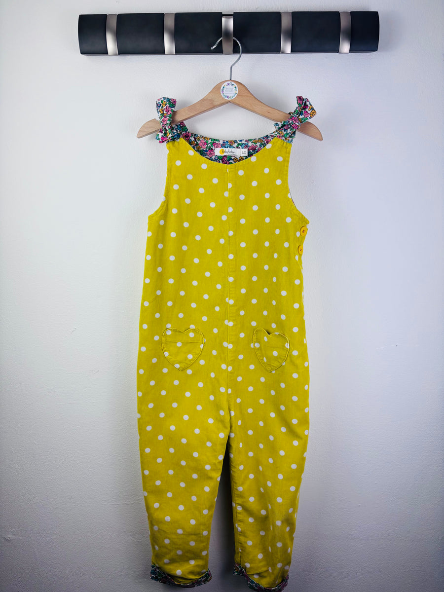 Boden Yellow Spot Dungarees Floral Trim 3-4 Years-Dungarees-Second Snuggle Preloved