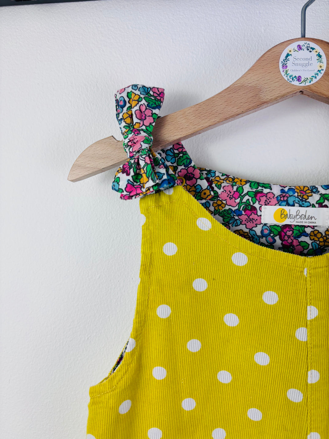 Boden Yellow Spot Dungarees Floral Trim 3-4 Years-Dungarees-Second Snuggle Preloved