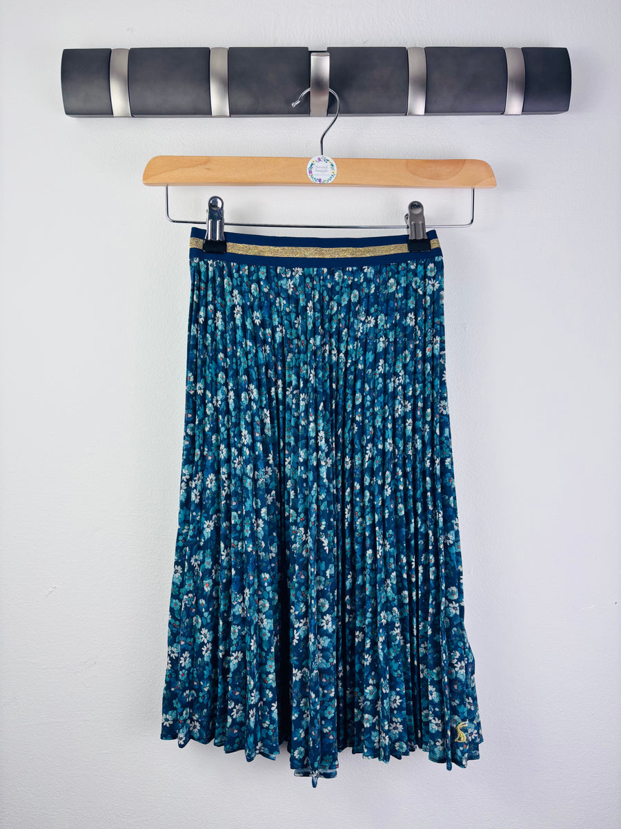 Joules Teal Floral Pleated Skirt Gold Waist 6 Years-Skirts-Second Snuggle Preloved