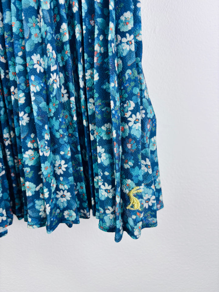 Joules Teal Floral Pleated Skirt Gold Waist 6 Years-Skirts-Second Snuggle Preloved