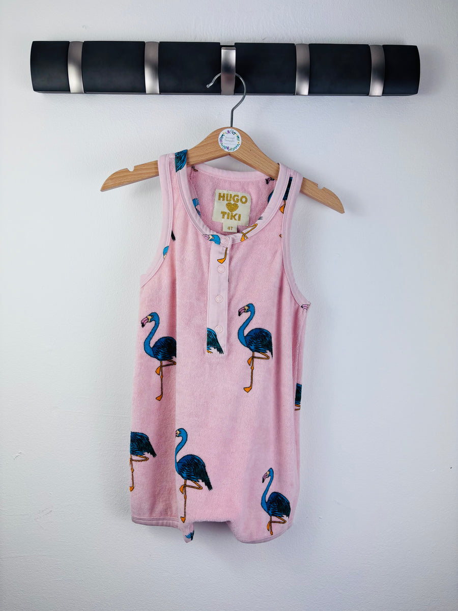 Hugo Loves Tiki Pink Flamingo Romper 4 Years-Rompers-Second Snuggle Preloved