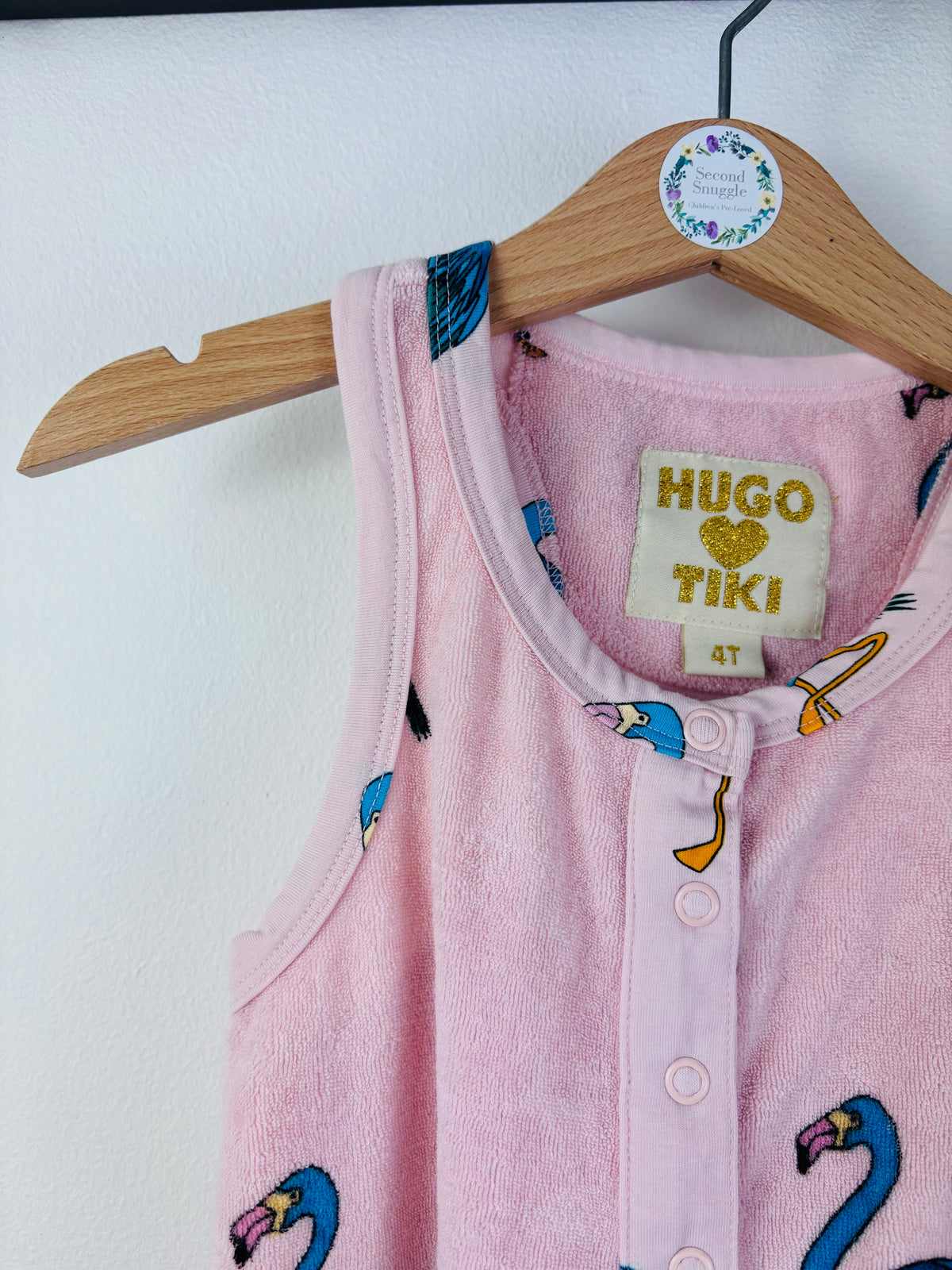 Hugo Loves Tiki Pink Flamingo Romper 4 Years-Rompers-Second Snuggle Preloved