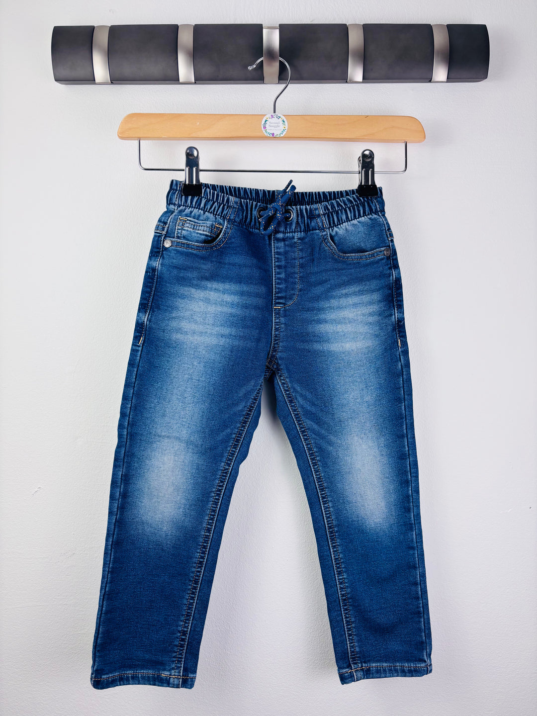 Next Blue Pull-On Jeans Drawstring Waist 3-4 Years-Trousers-Second Snuggle Preloved