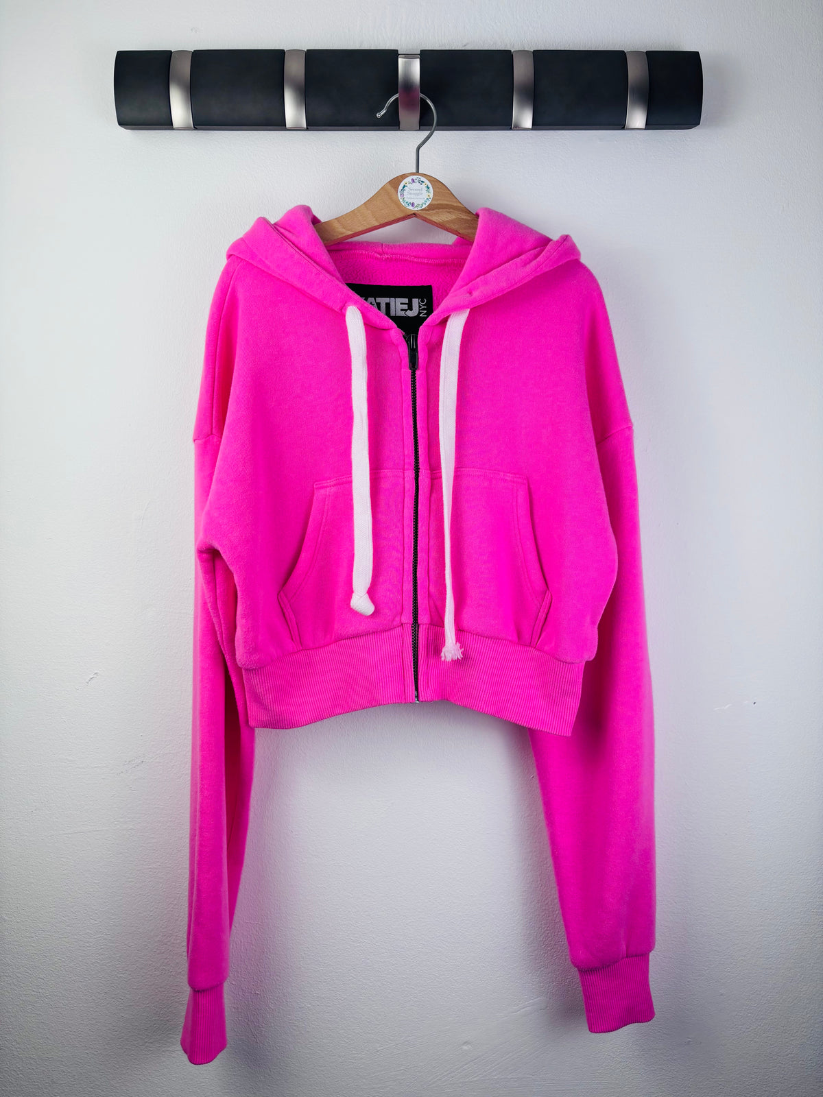 Katie J NYC Hot Pink Cropped Zip Hoodie Medium Tween (9-10 approx)-Hoodies-Second Snuggle Preloved