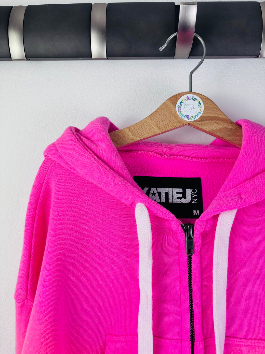 Katie J NYC Hot Pink Cropped Zip Hoodie Medium-Hoodies-Second Snuggle Preloved