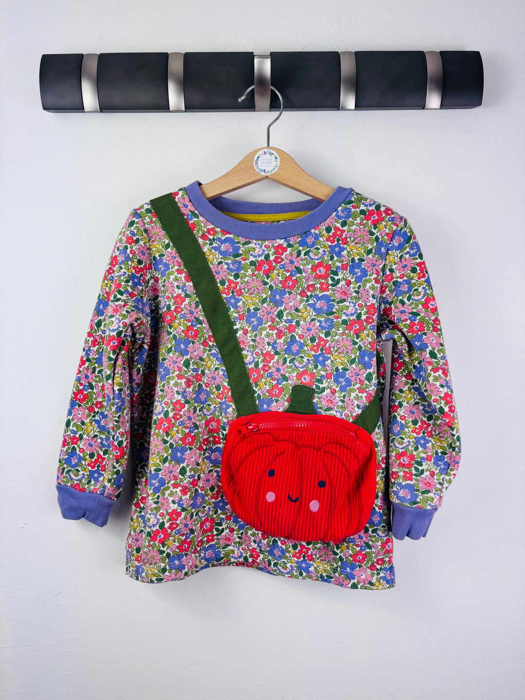 Boden Floral Jumper with Pumpkin Bag Detail 4-5 Years