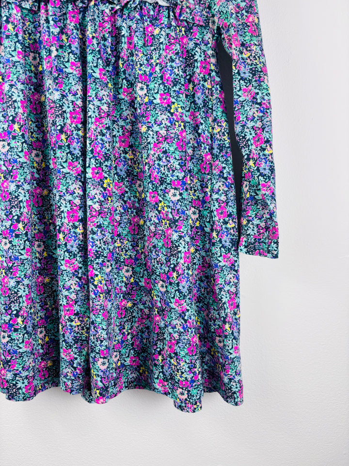 Next Navy Floral Long Sleeve Dress 4-5 Years