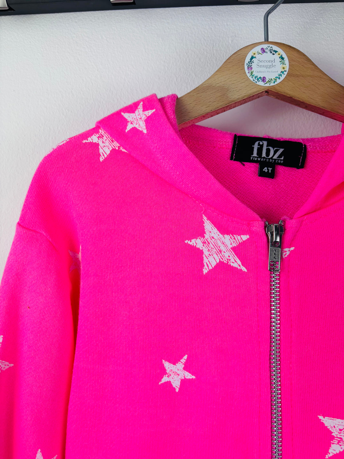 Flowers By Zoe Pink Star Zip Hoodie 4T Years-Hoodies-Second Snuggle Preloved