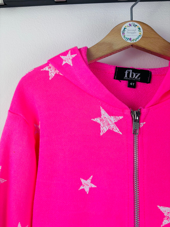 Flowers By Zoe Pink Star Zip Hoodie 4T Years-Hoodies-Second Snuggle Preloved