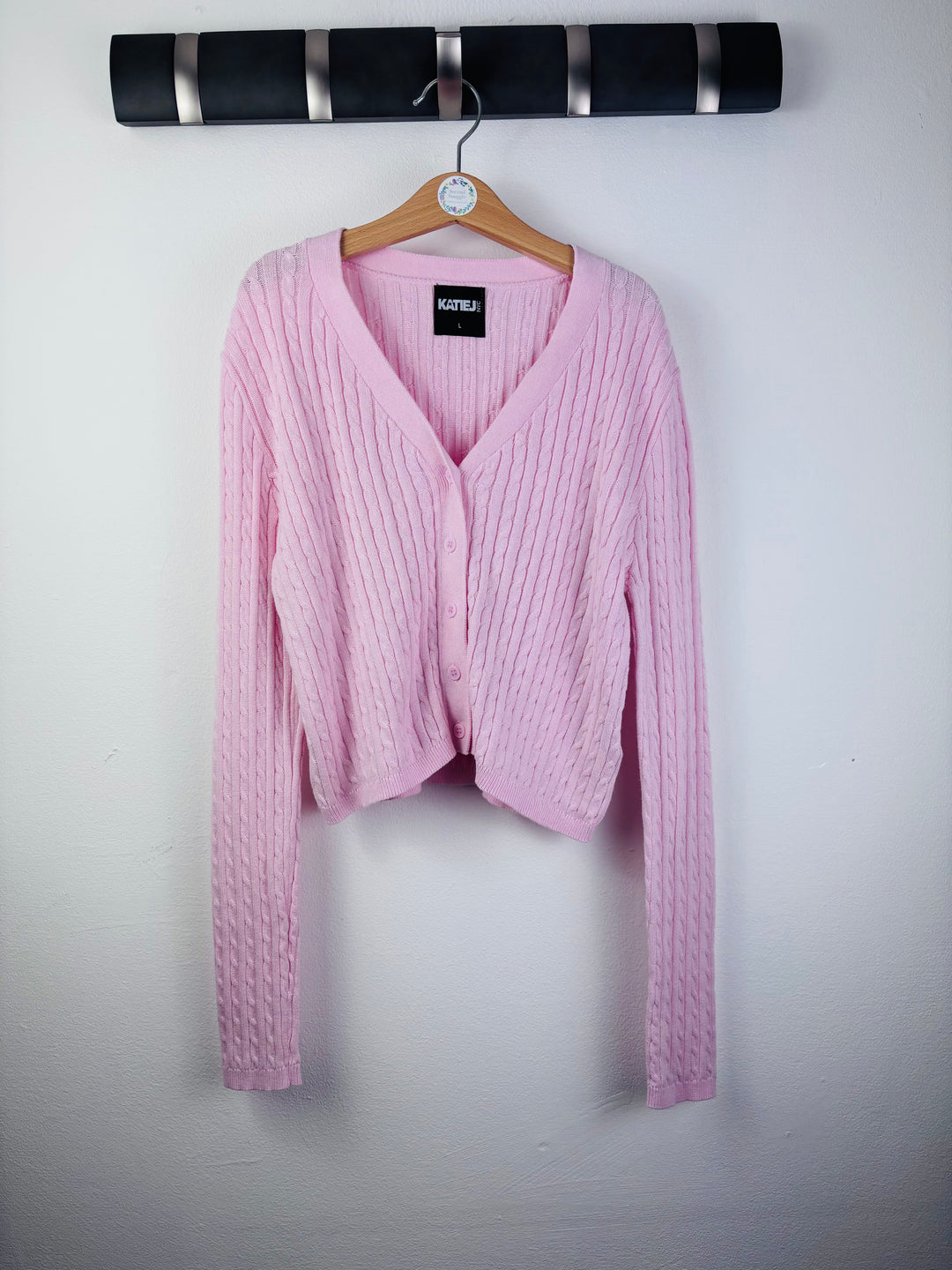 Katie J NYC Pale Pink Cable Knit Cardigan Large Tween (Approx 11-12 Years)