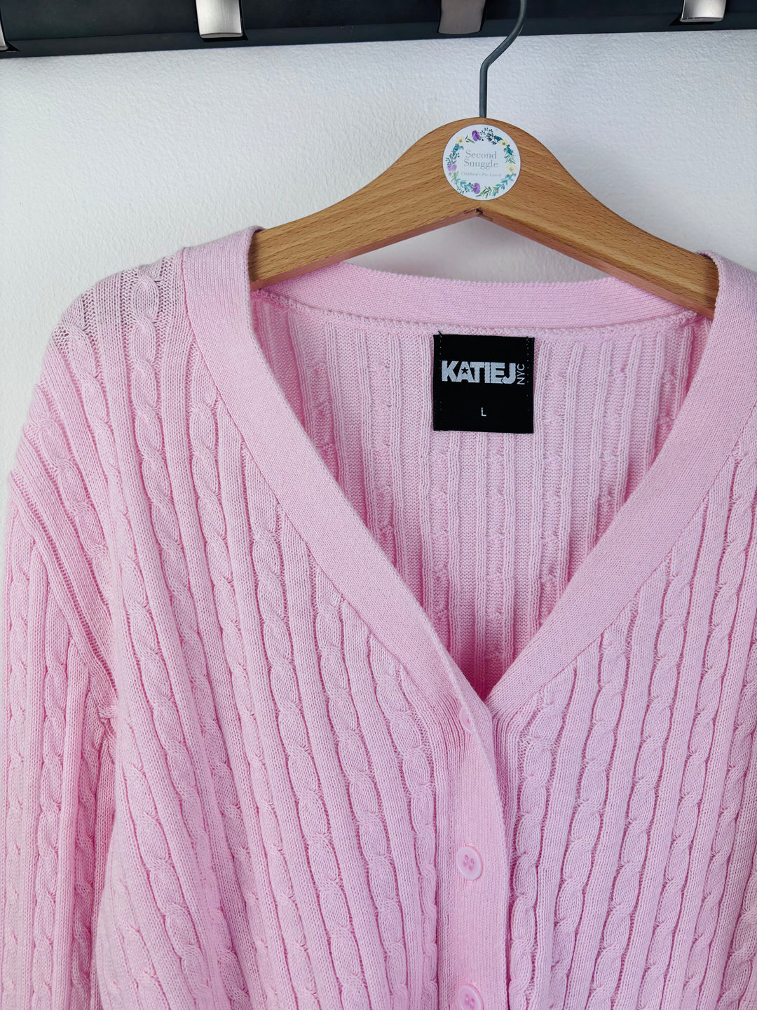 Katie J NYC Pale Pink Cable Knit Cardigan Large Tween (Approx 11-12 Years)