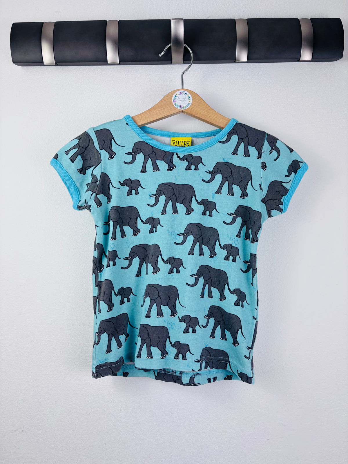 Duns Blue Elephant Print T-Shirt 98 cm (2-3 Years)-Tops-Second Snuggle Preloved