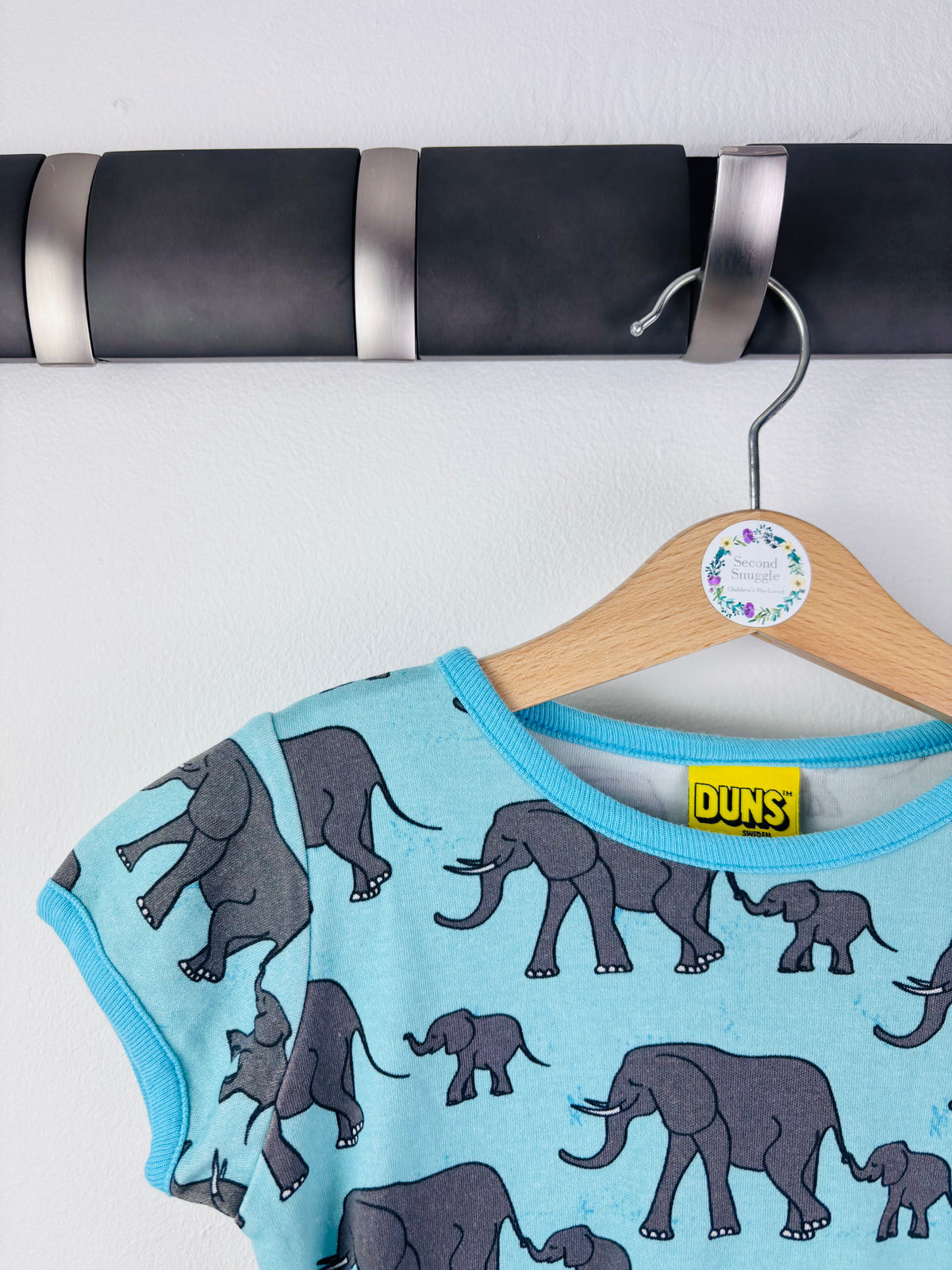Duns Blue Elephant Print T-Shirt 98 cm (2-3 Years)-Tops-Second Snuggle Preloved