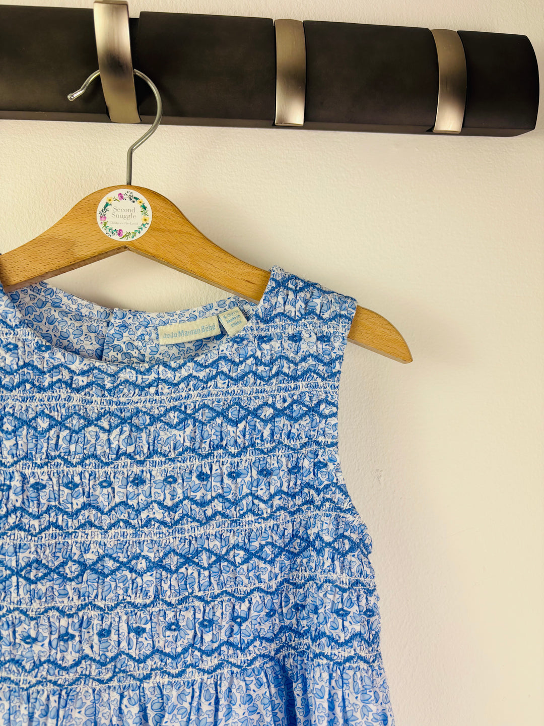 JoJo Maman Bébé Blue Smocked Floral Dress 4-5 Years