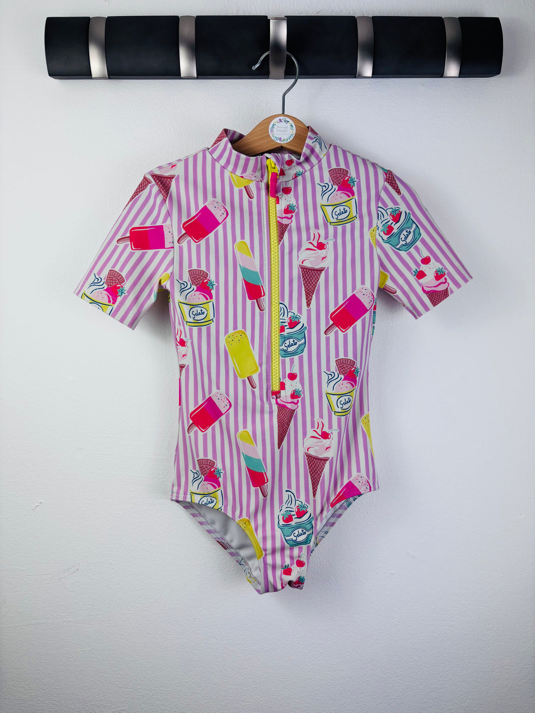 Boden Pink Ice Cream Zip Swimsuit 5-6 Years