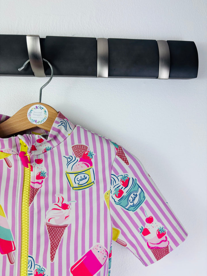 Boden Pink Ice Cream Zip Swimsuit 5-6 Years