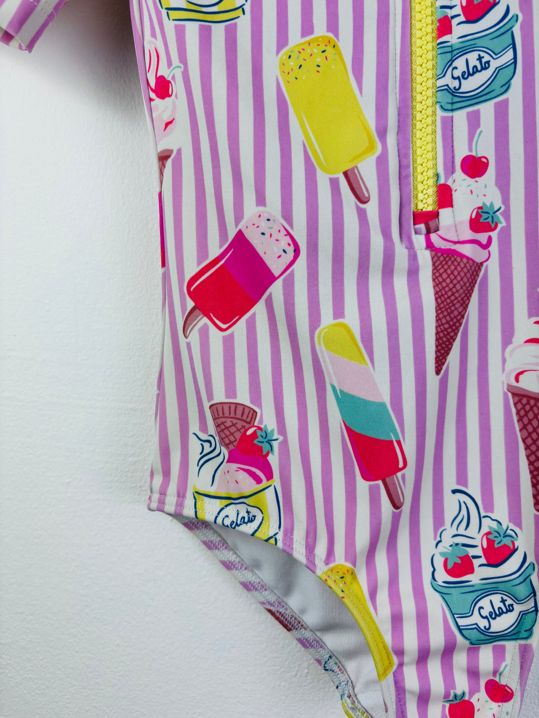 Boden Pink Ice Cream Zip Swimsuit 5-6 Years