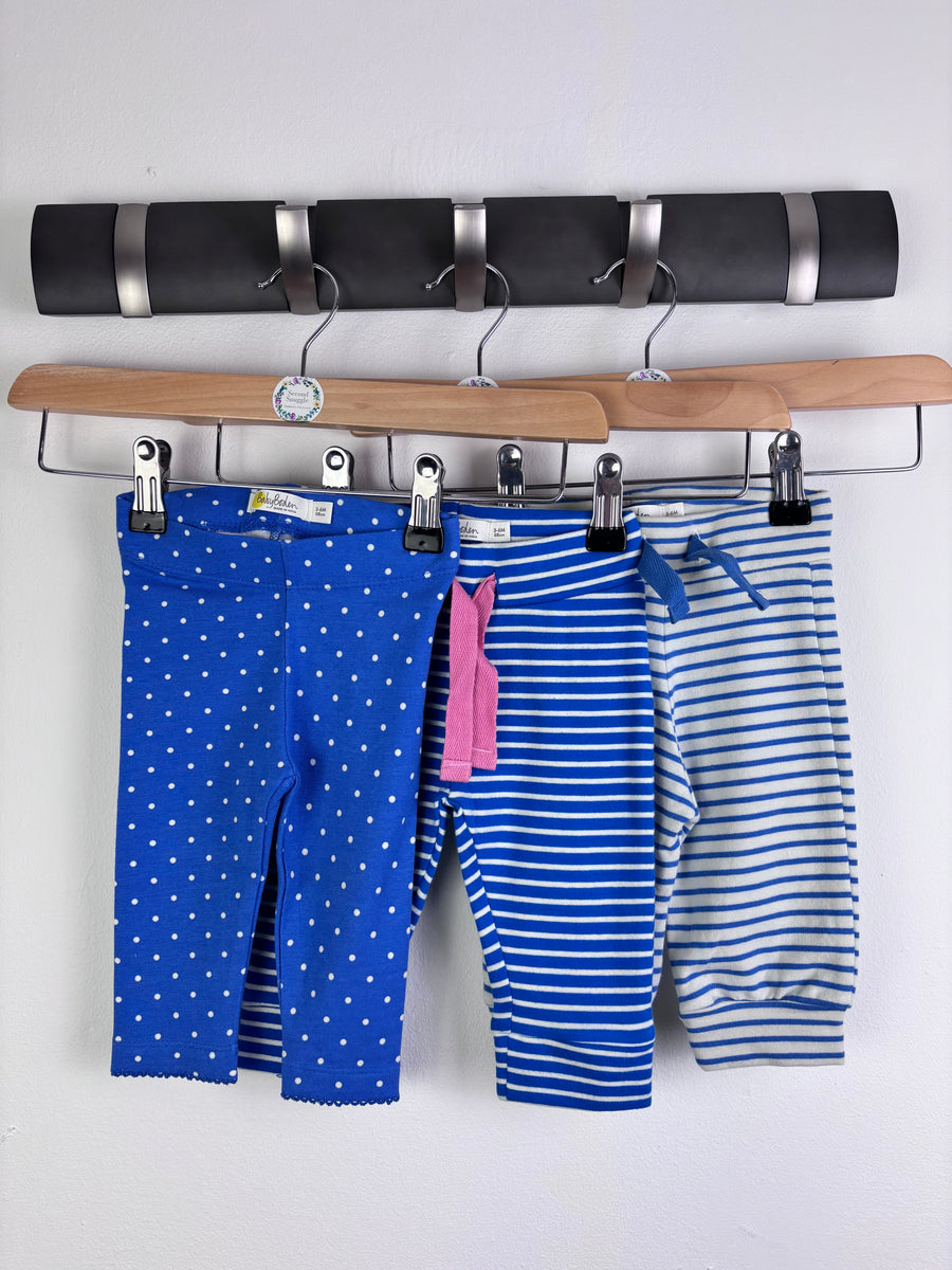 Baby Boden Blue Spot And Stripe Cotton Leggings 3 Pack 3-6 Months-Leggings-Second Snuggle Preloved