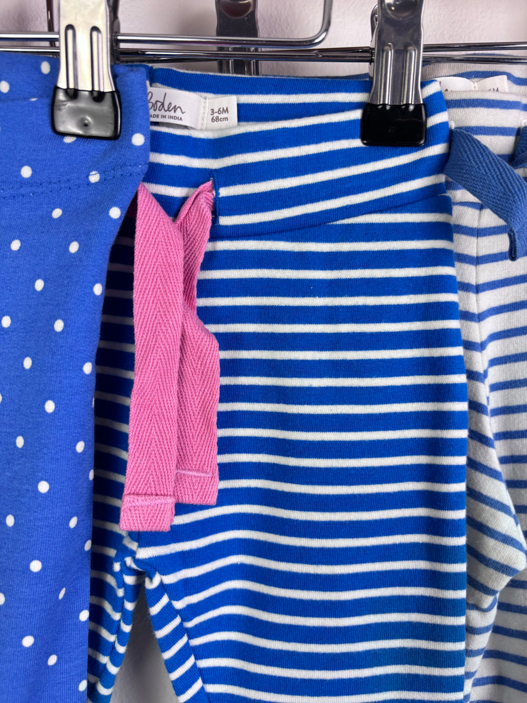 Baby Boden Blue Spot And Stripe Cotton Leggings 3 Pack 3-6 Months-Leggings-Second Snuggle Preloved