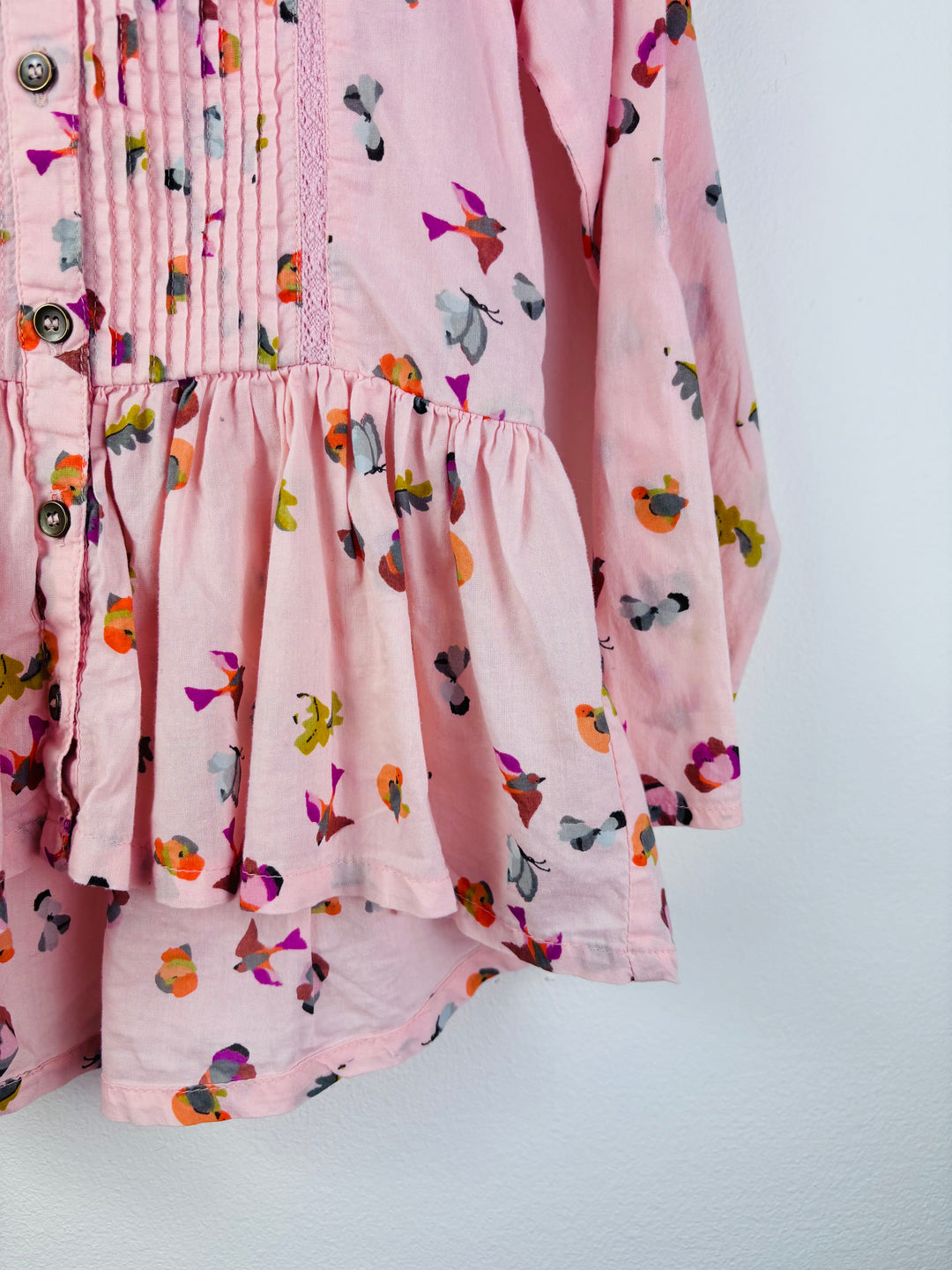 Next Pink Bird Print Button Tunic Top 5 Years