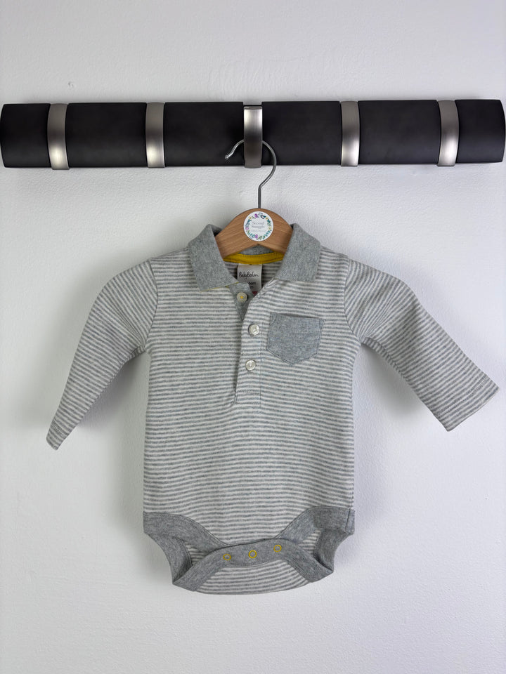 Baby Boden Grey Stripe Polo Bodysuit Newborn-Vests-Second Snuggle Preloved
