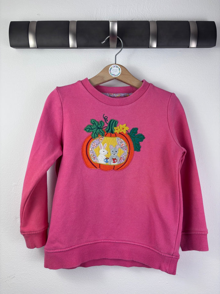 Boden Pink Pumpkin Appliqué Sweatshirt 4-5 Years