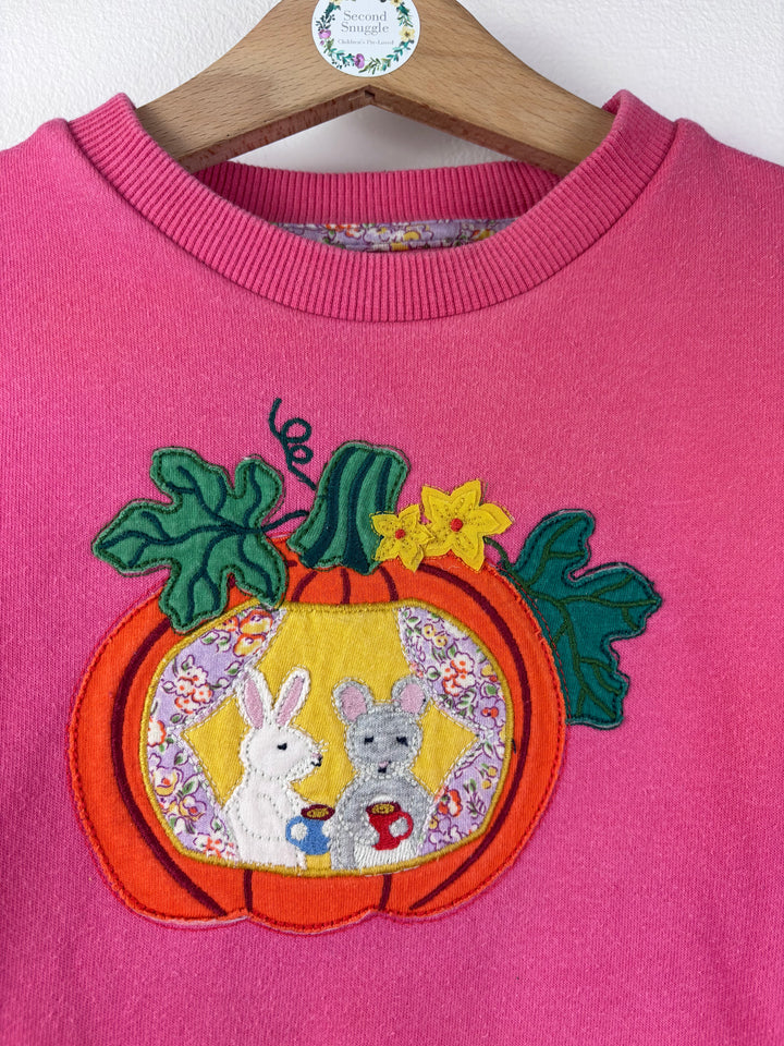 Boden Pink Pumpkin Appliqué Sweatshirt 4-5 Years