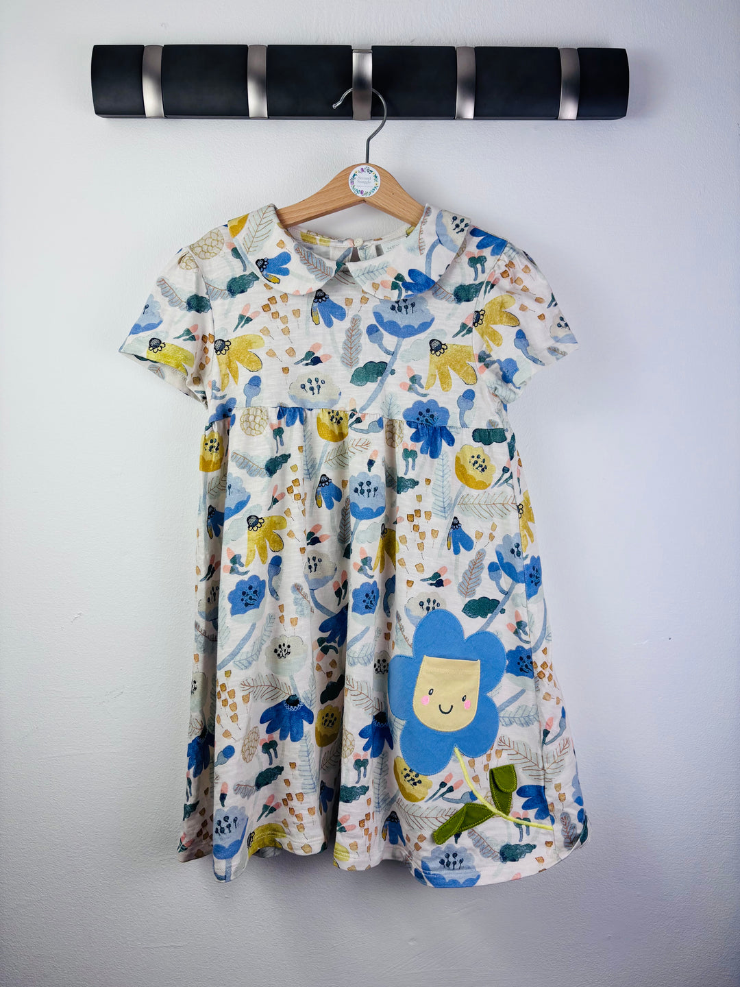 Next Cream Floral Collar Dress Flower Pocket 5-6 Years
