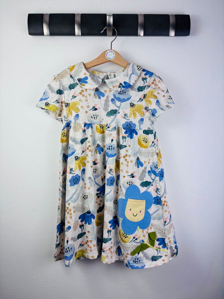 Next Cream Floral Collar Dress Flower Pocket 5-6 Years