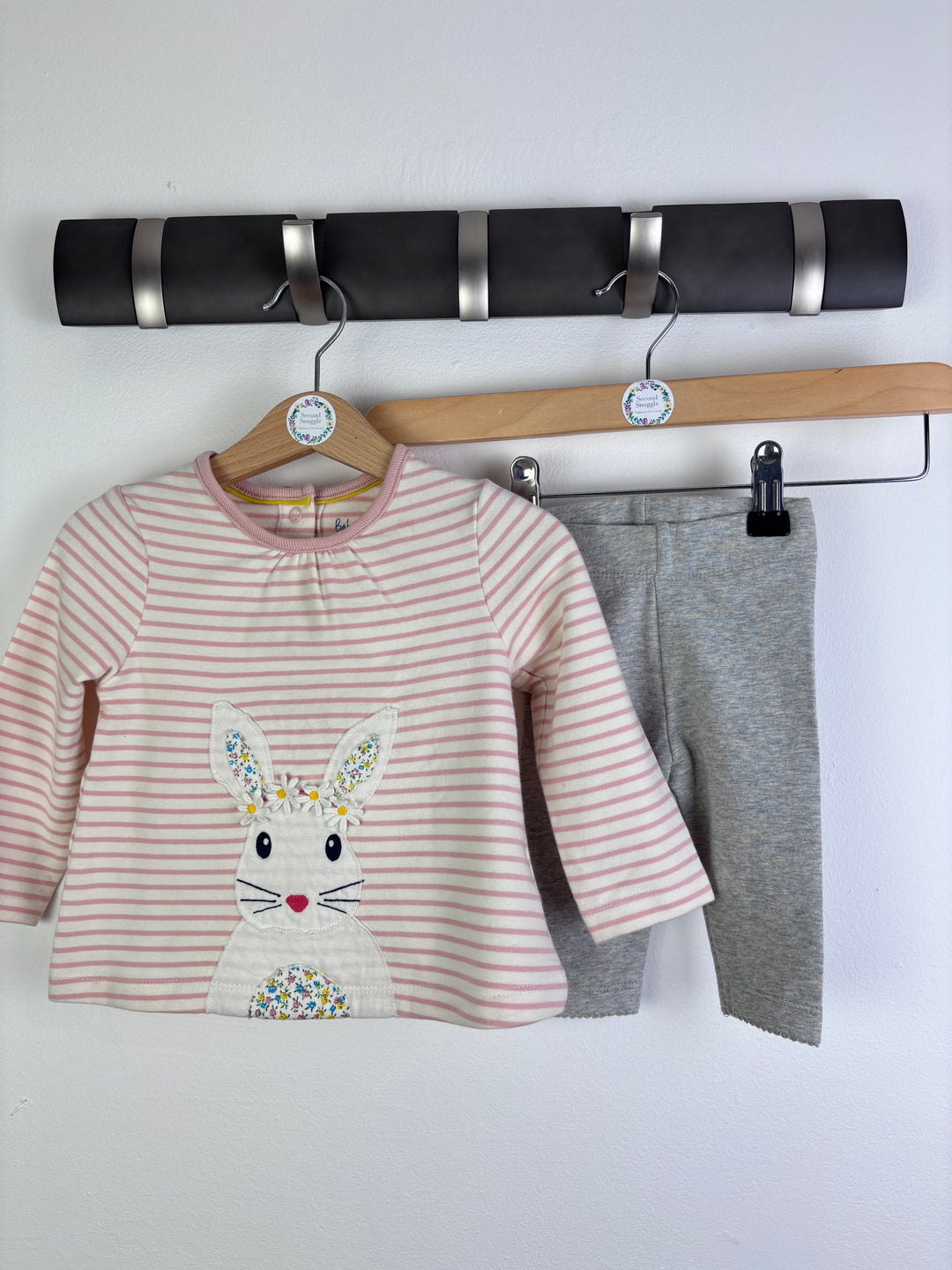Baby Boden Bunny Applique Dress And Grey Leggings Set 0-3 Months-Sets-Second Snuggle Preloved