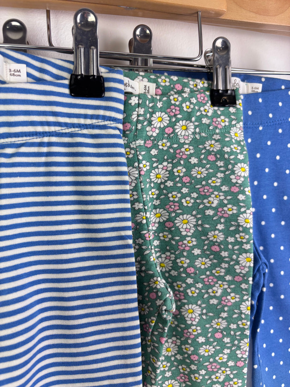 Baby Boden Floral Stripe And Green Trousers Set 3-6 Months-Leggings-Second Snuggle Preloved