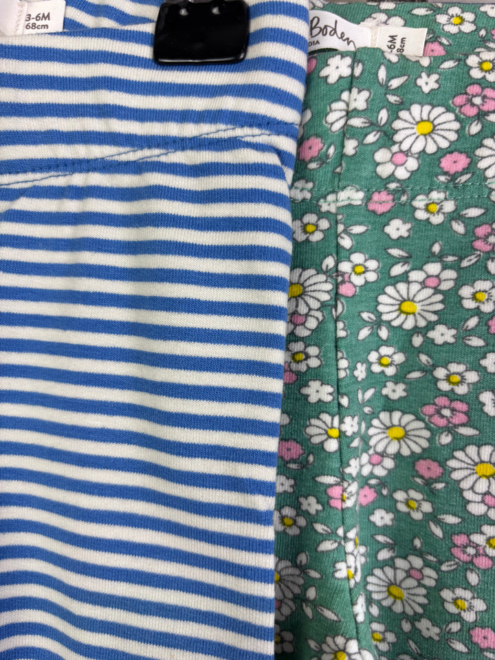 Baby Boden Floral Stripe And Green Trousers Set 3-6 Months-Leggings-Second Snuggle Preloved