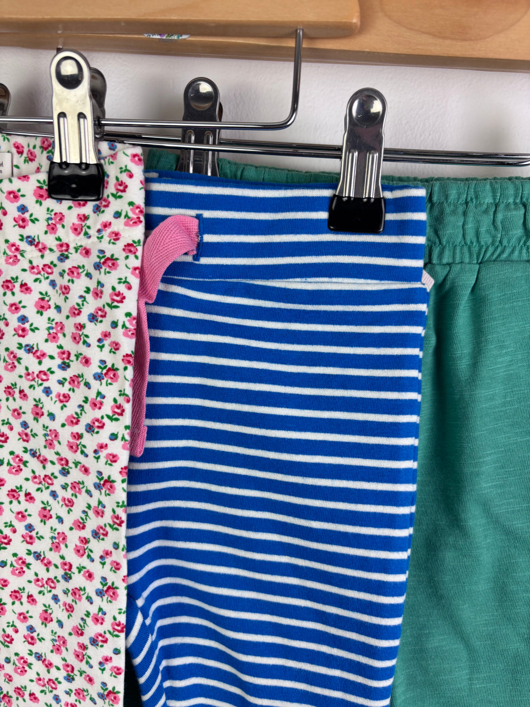 Baby Boden 3 Pack Leggings Blue Stripe Green Floral And Blue Polka Dot 9-12 Months-Leggings-Second Snuggle Preloved