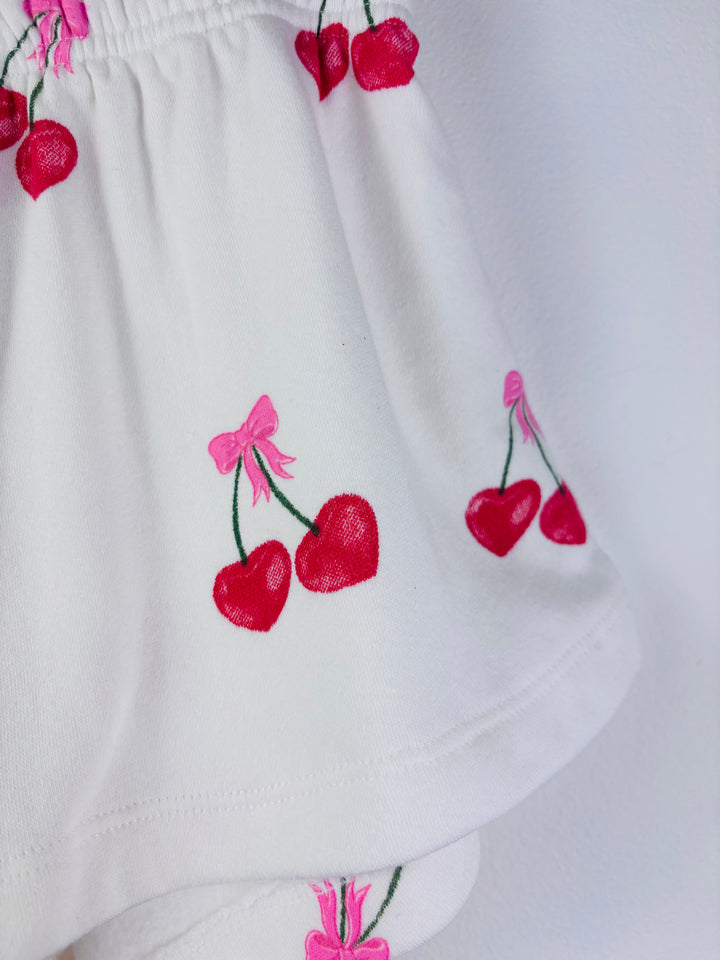 Flowers By Zoe Cream Cherry Print Shorts Xtra Large (Approx 12-14 Years)