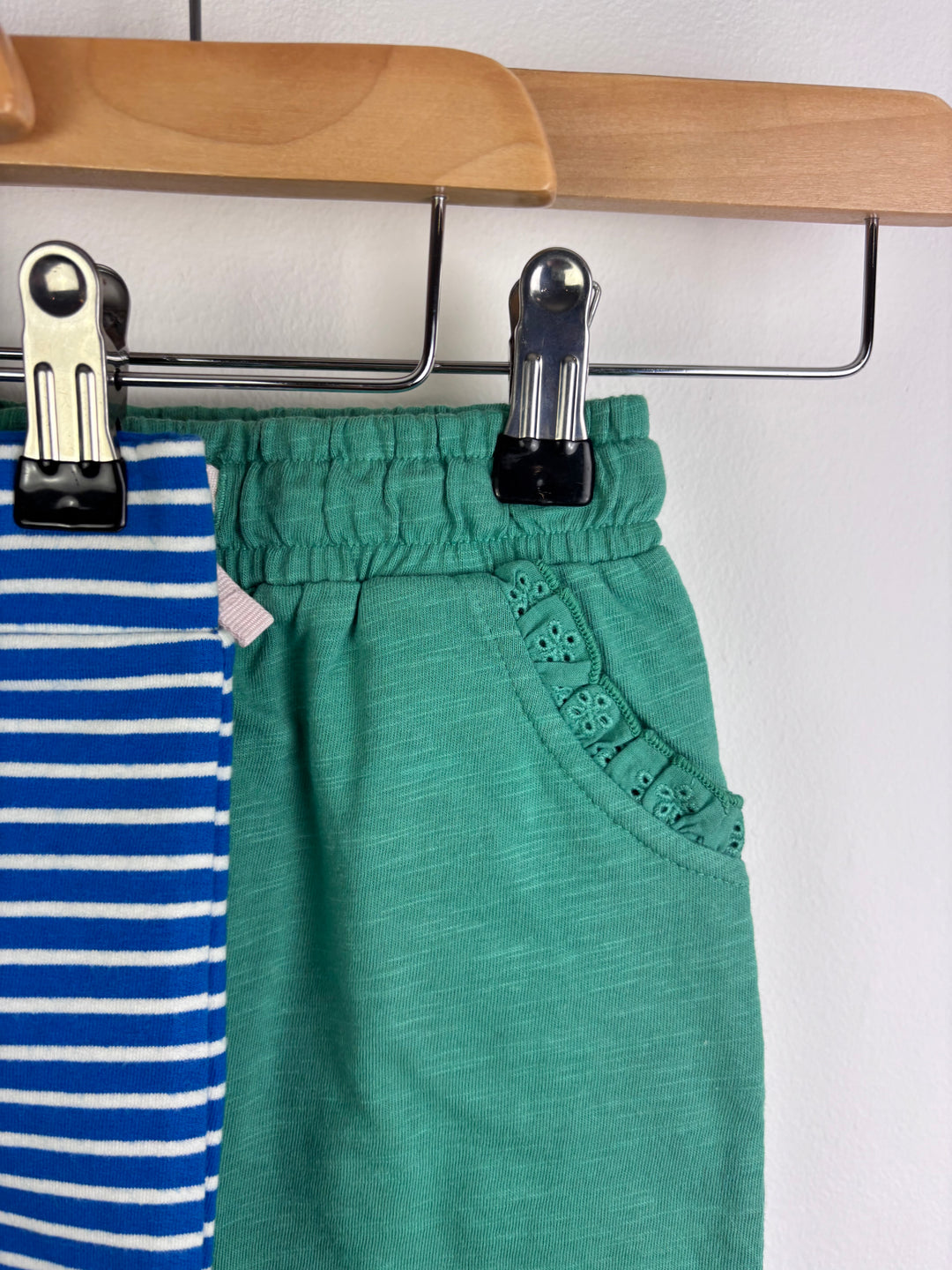 Baby Boden 3 Pack Leggings Blue Stripe Green Floral And Blue Polka Dot 9-12 Months-Leggings-Second Snuggle Preloved