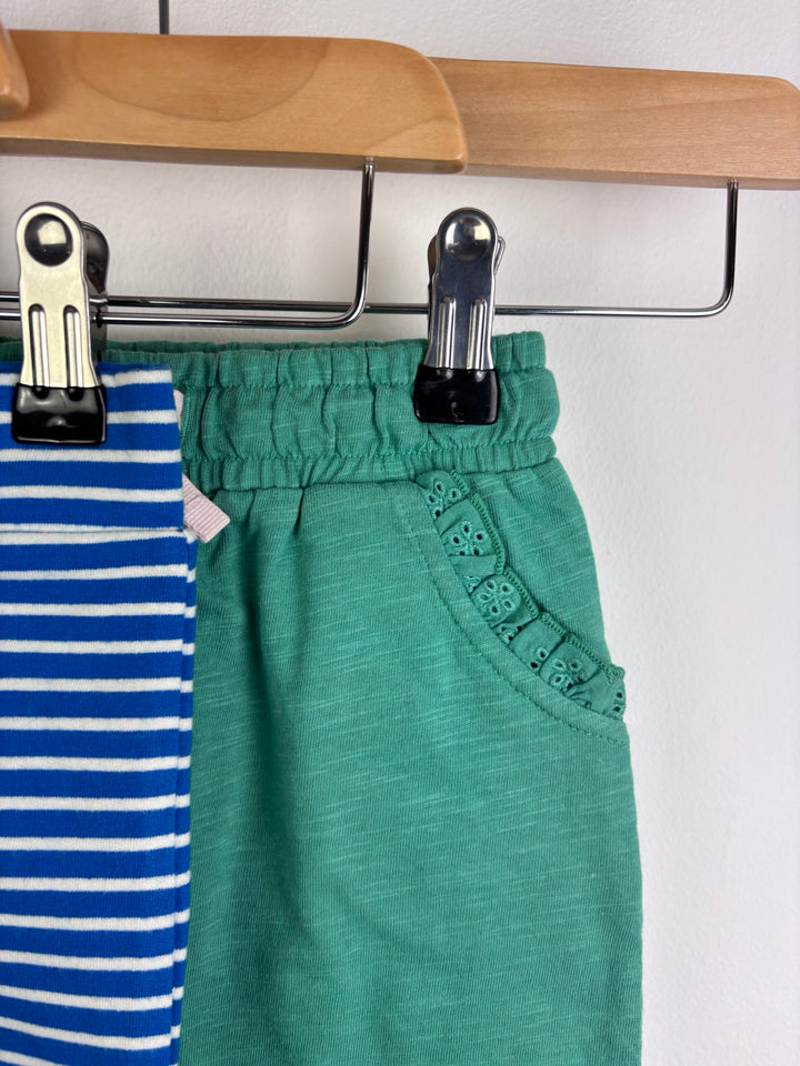 Baby Boden 3 Pack Leggings Blue Stripe Green Floral And Blue Polka Dot 9-12 Months-Leggings-Second Snuggle Preloved