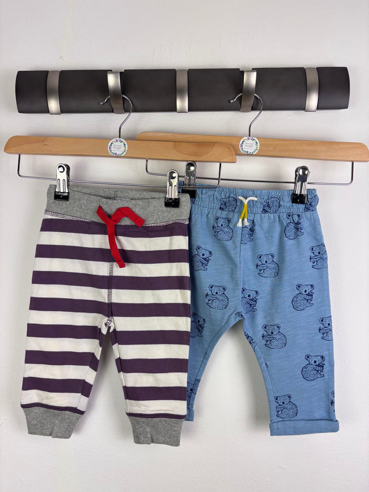 Baby Boden Bear Print And Stripe Joggers Set 6-12 Months-Trousers-Second Snuggle Preloved