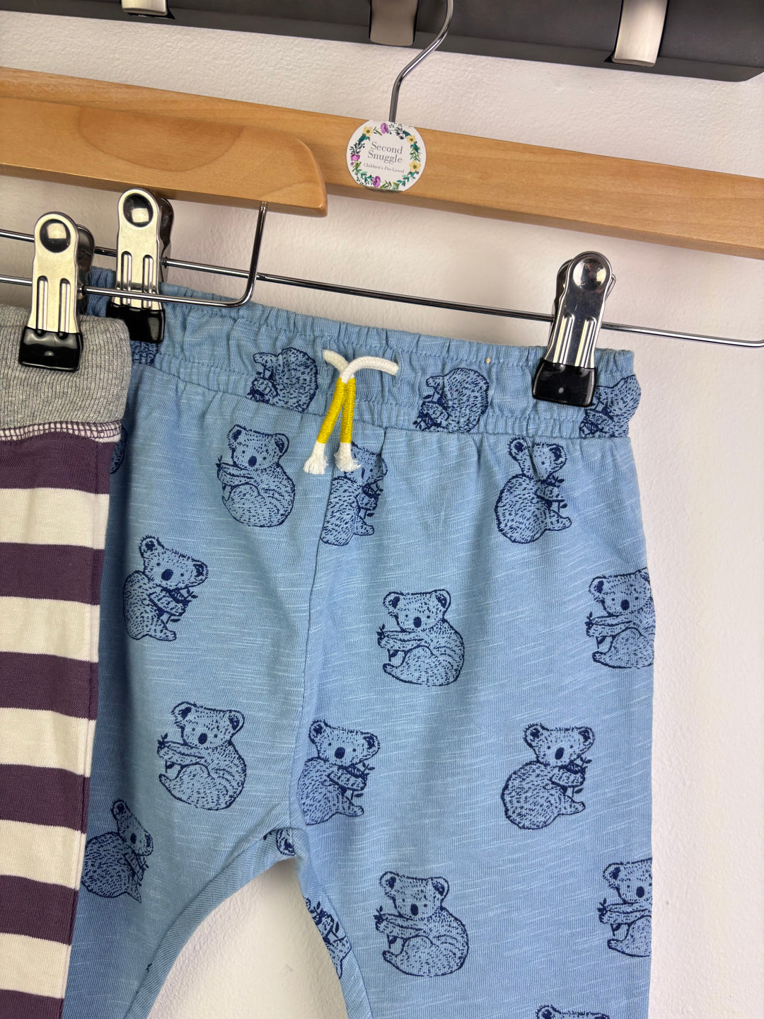 Baby Boden Bear Print And Stripe Joggers Set 6-12 Months-Trousers-Second Snuggle Preloved