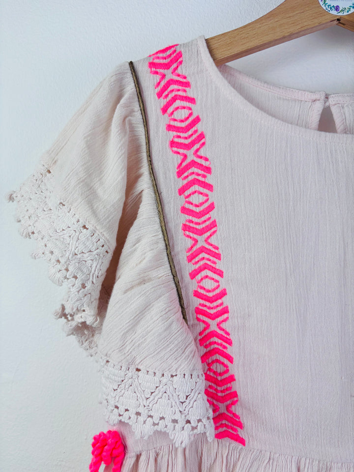 M&S Pale Pink Embroidered Tassel Top 5-6 Years-Tops-Second Snuggle Preloved