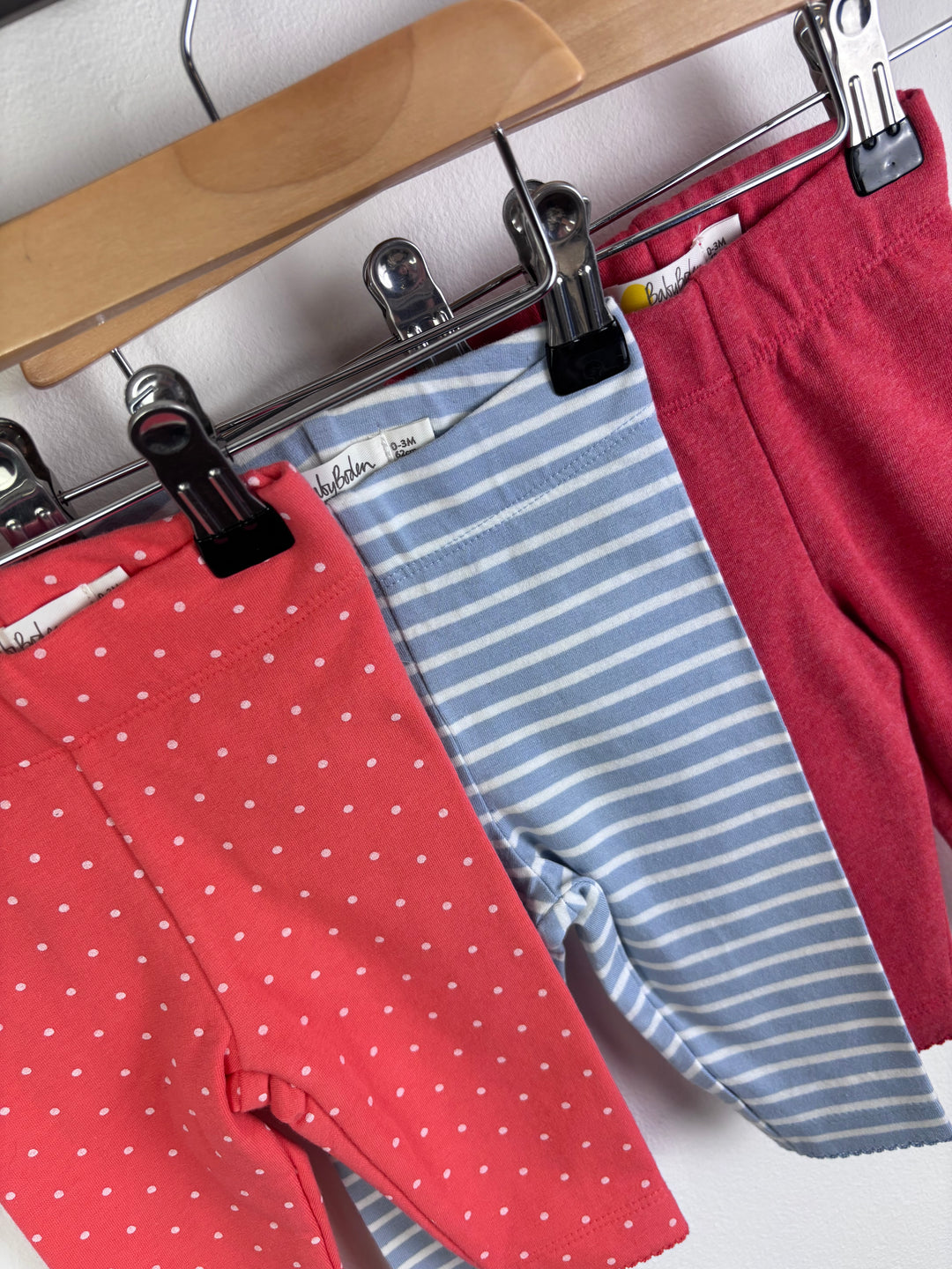 Baby Boden Pink Polka Dot Blue Stripe And Red Leggings 0-3 Months-Leggings-Second Snuggle Preloved