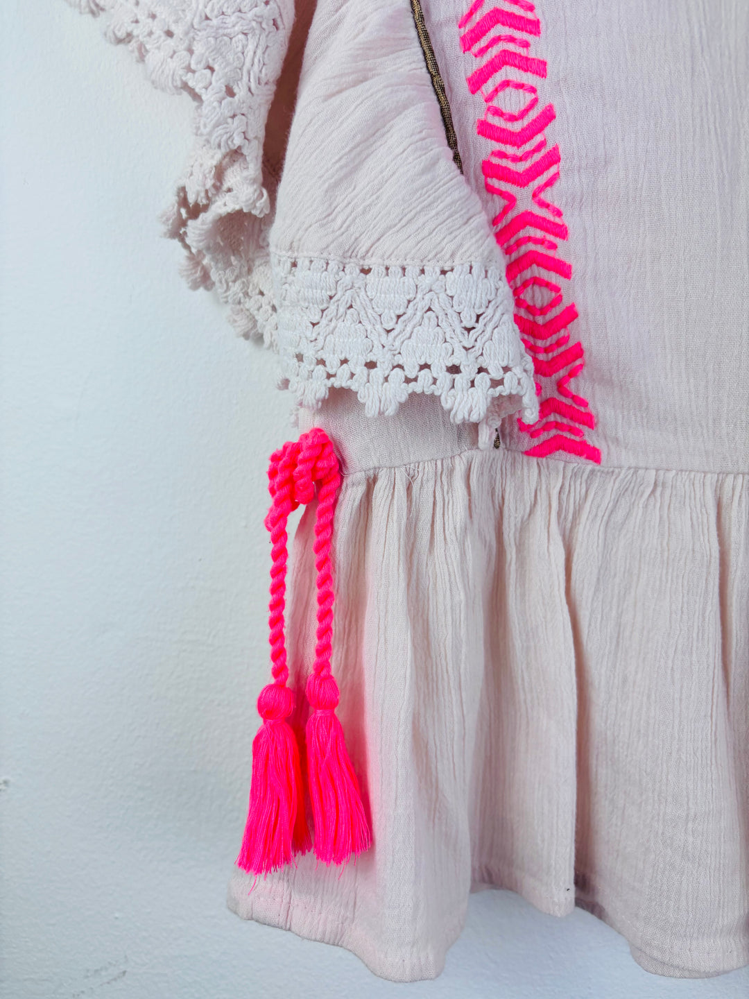 M&S Pale Pink Embroidered Tassel Top 5-6 Years-Tops-Second Snuggle Preloved