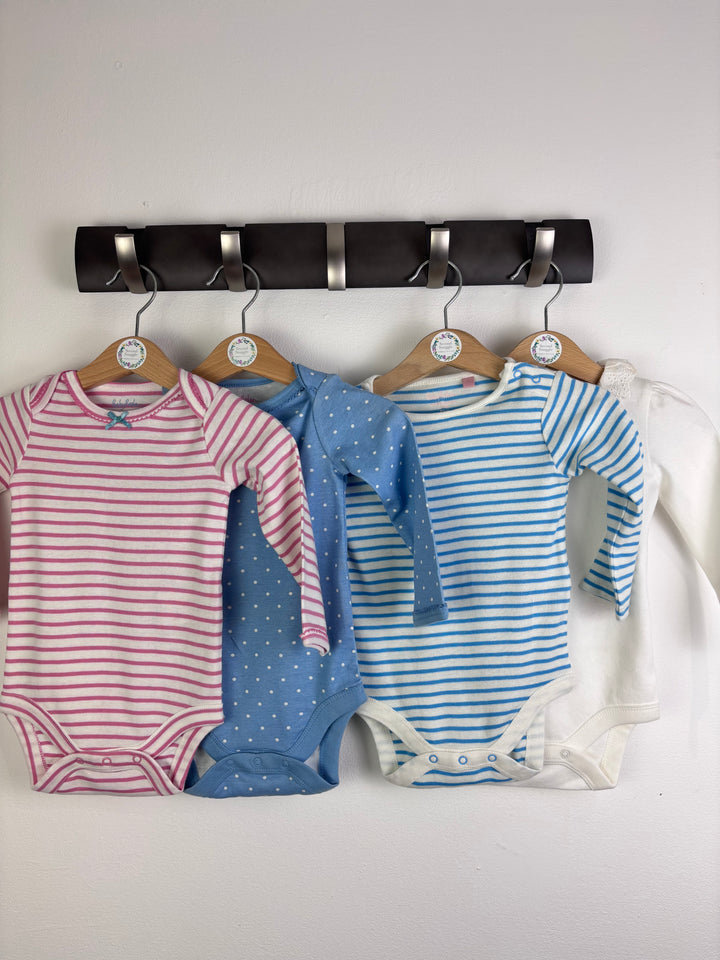 Baby Boden Long Sleeve Bodysuit Set Blue And Pink 9-12 Months-Vests-Second Snuggle Preloved