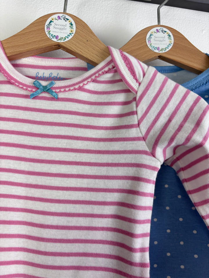 Baby Boden Long Sleeve Bodysuit Set Blue And Pink 9-12 Months-Vests-Second Snuggle Preloved