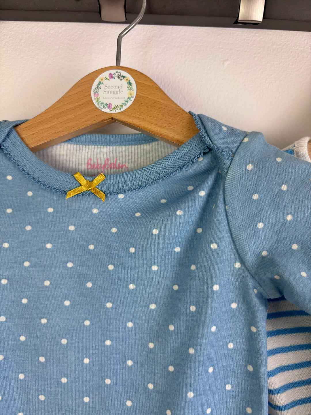 Baby Boden Long Sleeve Bodysuit Set Blue And Pink 9-12 Months-Vests-Second Snuggle Preloved