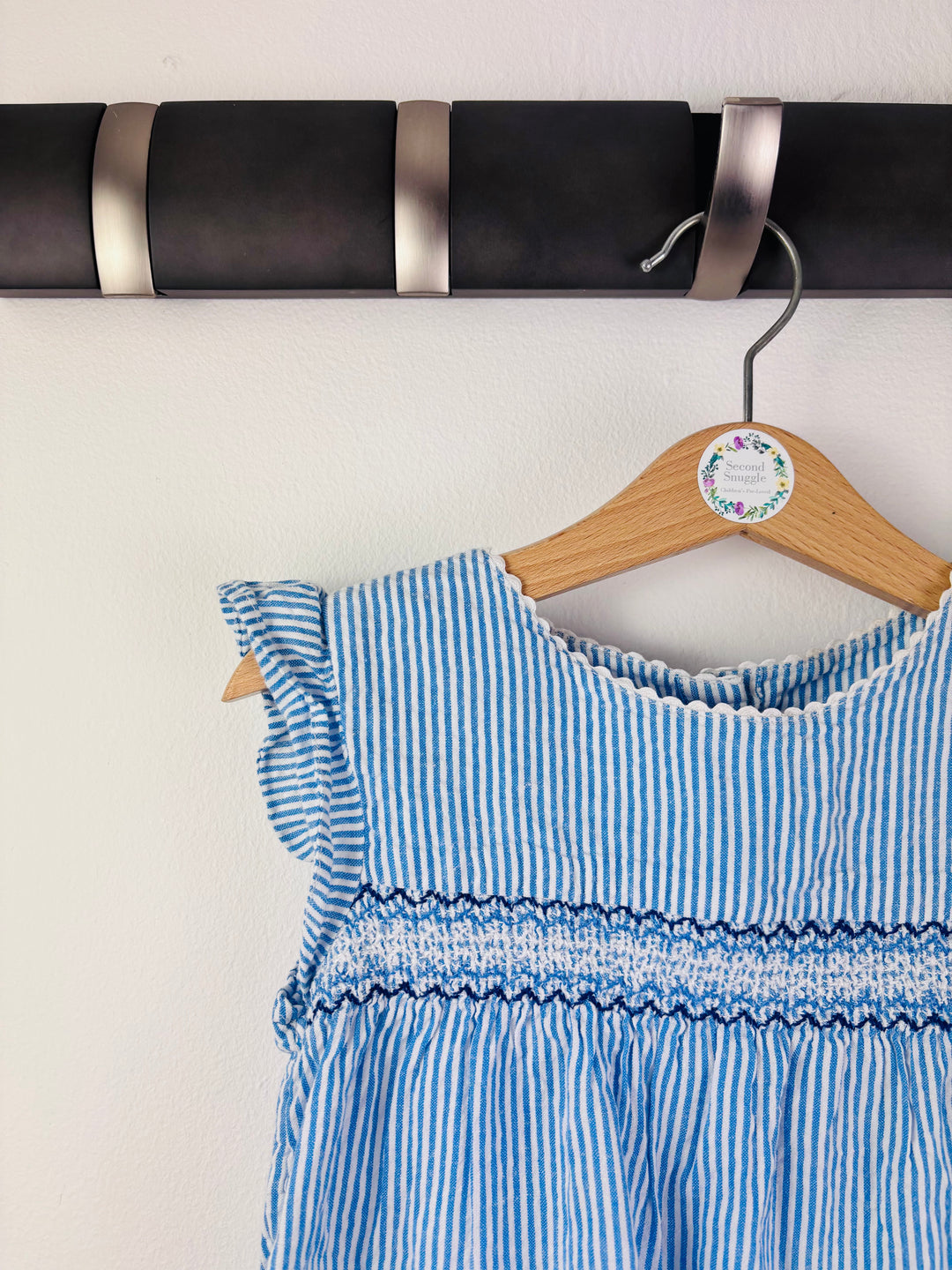 JoJo Blue Stripe Boat Embroidered Top 4-5 Years