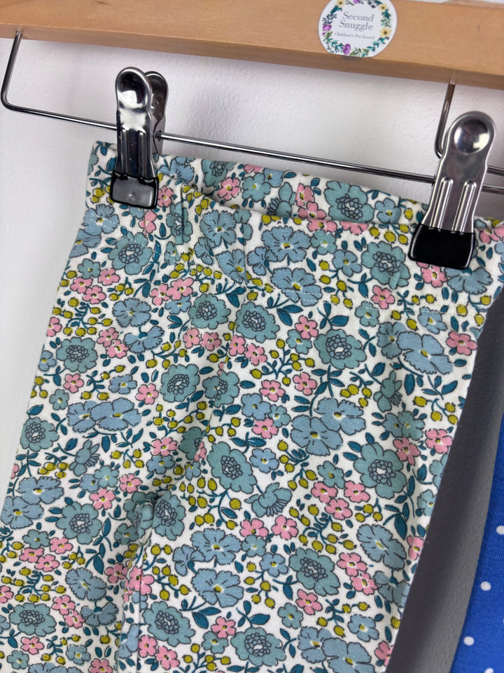 Baby Boden Floral And Blue Polka Dot Leggings 3-6 Months-Leggings-Second Snuggle Preloved