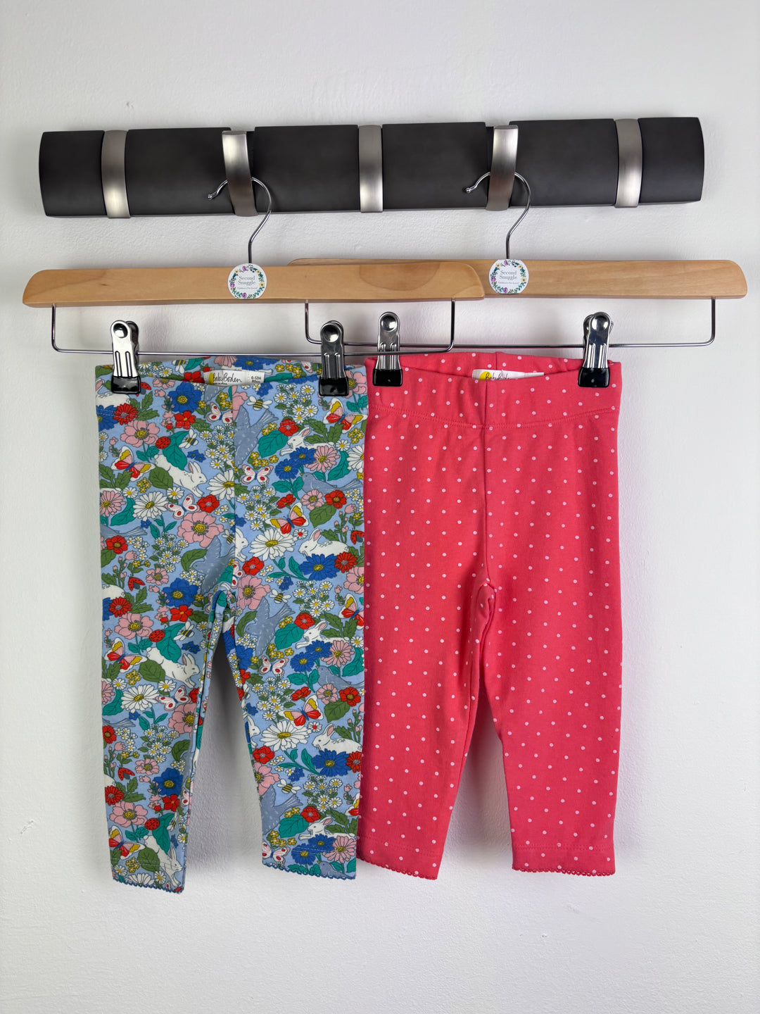 Baby Boden Floral And Pink Polka Dot Leggings Set 6-12 Months-Leggings-Second Snuggle Preloved