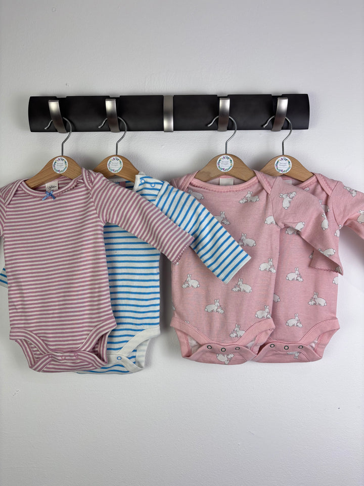 Baby Boden Long Sleeve Bodysuit Set Pink Blue And Bunny Print 0-3 Months-Vests-Second Snuggle Preloved