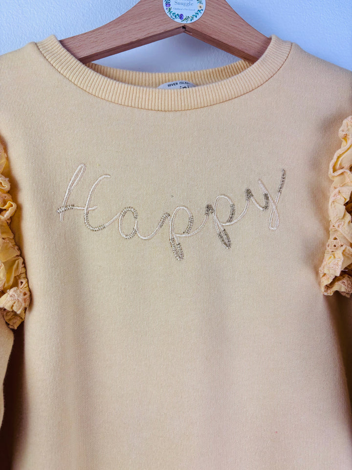 River Island Yellow Happy Ruffle Sweatshirt Dress 4-5 Years